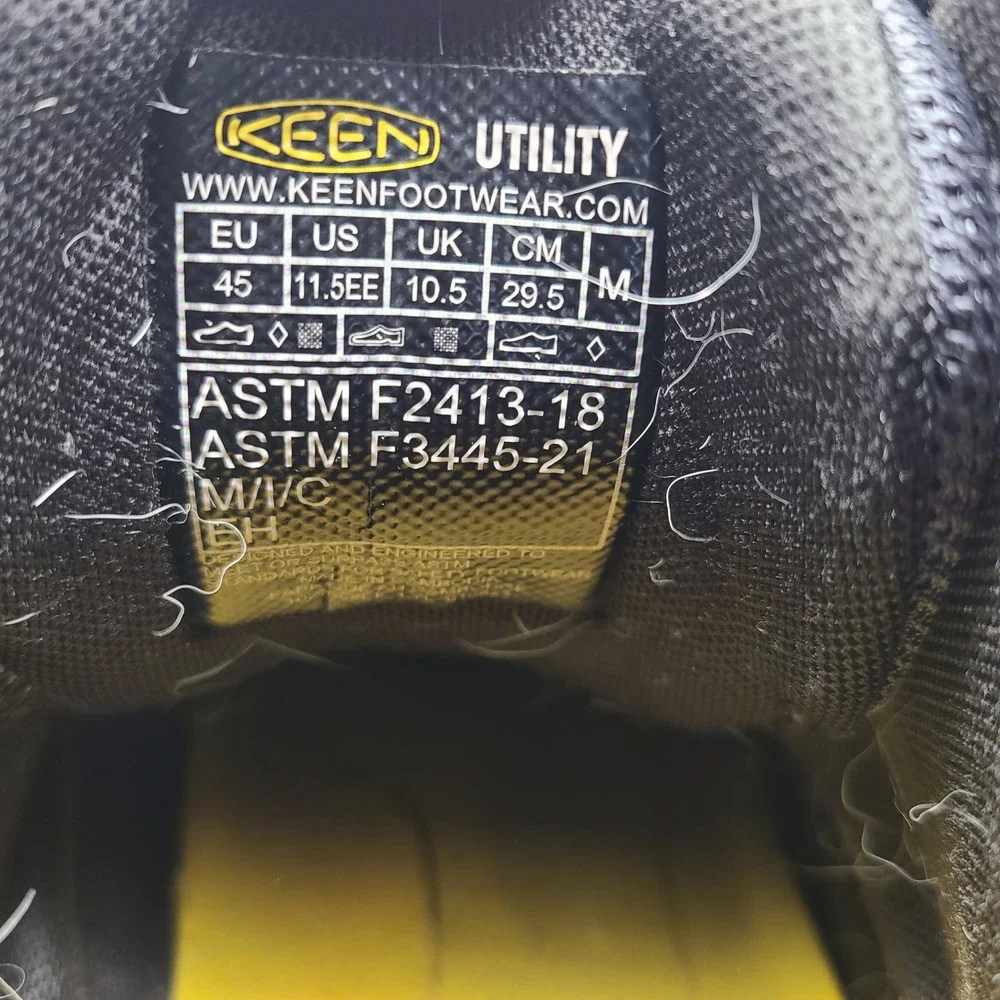 KEEN Utility Men's Arvada Mid Carbon Toe Work Boots Mens 11.5 EE Grey Yellow